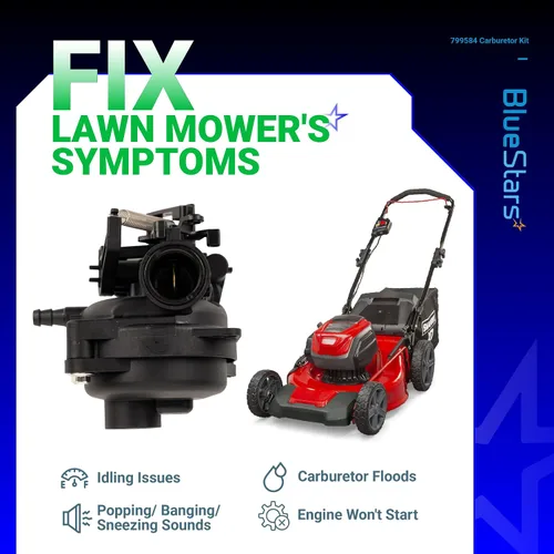 Vista 7 de BlueStars 799584 592361 Carburador - Compatible con motores de 140cc Husqvarna LC121P Troy-Bilt TB110 TB200 B110 cortacésped - Reemplaza 594058