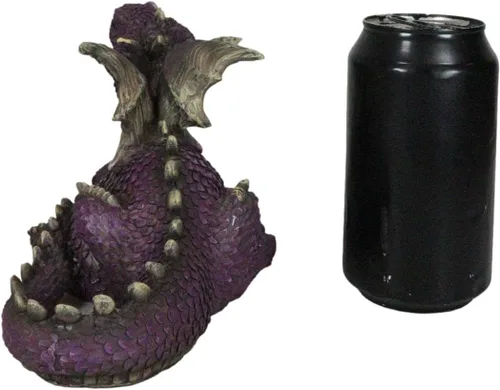 Vista 5 de Ebros Gift Fantástica figura de dragón de jardín cómico morado en reposo, 8.25 pulgadas de largo, lindo bebé Drake Calabozos y dragones Escultura
