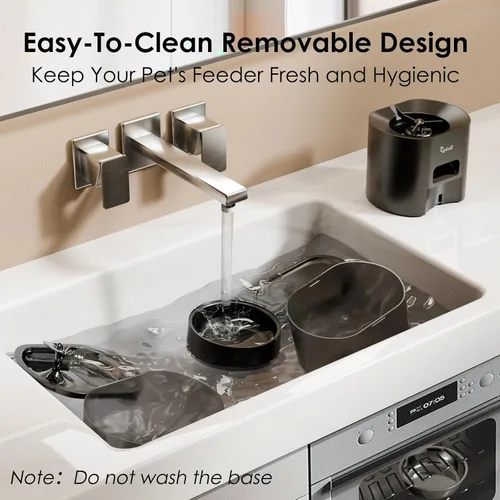 Vista 8 de Rywell - Alimentador automático para gatos y fuente de agua, dispensador de alimentos para mascotas con temporizador WiFi de 3 litros y dispensador