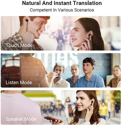 Vista 5 de Auriculares Traductor de Idiomas Timekettle M3, Dispositivo Traductor Bidireccional con APP para 40 Idiomas y 13 Paquetes de Traducción sin Negro