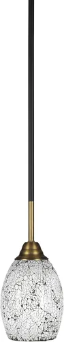 Vista 121 de Toltec Lighting Paramount - Mini colgante de 1 luz en acabado negro mate con cristal de arte perla de 7 pulgadas y estilo negro