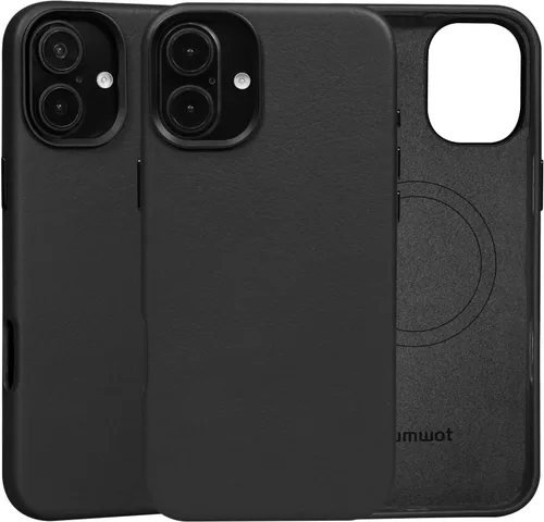 Vista 25 de Funda de cuero genuino para iPhone 13 Pro, cuero de grano completo, compatible con MagSafe y carga inalámbrica, bisel de la cámara con botones