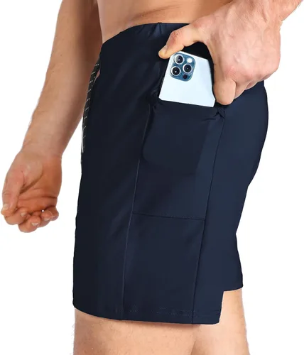 Vista 4 de BROKIG Pantalones cortos de gimnasio ligeros para hombre, pantalones cortos de entrenamiento atlético para hombre con bolsillos para culturismo