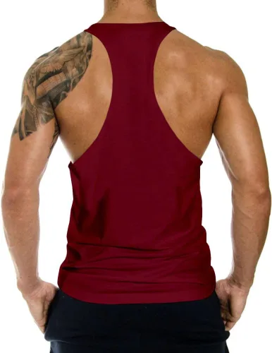 Vista 3 de Camiseta sin mangas de gimnasio para hombre, con espalda en Y, fitness, culturismo, entrenamiento muscular, camiseta sin mangas