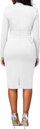 Vista 5 de Church Dresses for Women Bodycon 34 Sleeve Business Pencil Vintage Dress Wedding Guest