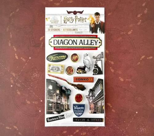 Vista 6 de Paper House Productions Harry Potter - Hoja de calcomanías 3D troqueladas para álbum de recortes - Diagon Alley, paquete de 3