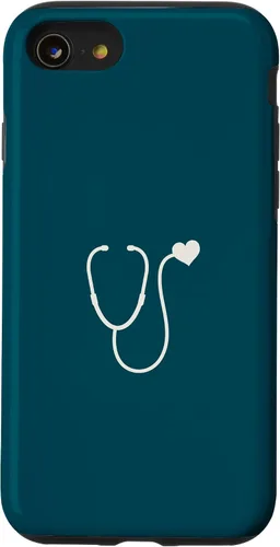 Vista 18 de iPhone 16 Dark Peacock Blue - Estuche para estetoscopio de corazón para enfermera o médico