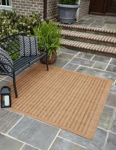 Vista 11 de Unique Loom - Tapete para exteriores de la colección Border, cuadriculado (2.2 pies x 3.1 pies, rectangular, color marrón/negro)