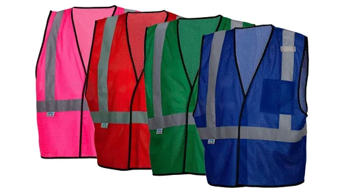 Vista 4 de Pyramex RV12 Series Hi-Vis - Chaleco de seguridad reflectante para el trabajo, rojo, pequeño/mediano
