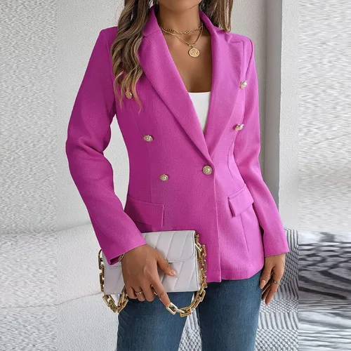Vista 6 de Women's Casual Work Office Open Front Long Sleeve Double Breasted Fashion Blazer Jackets Top