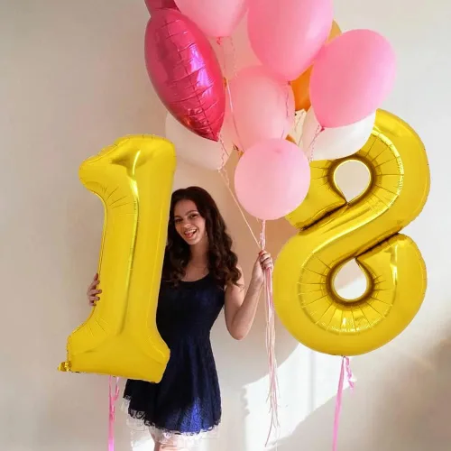 Vista 4 de TONIFUL Globos grandes de 50 pulgadas con números dorados del 0 al 9, globo digital grande de Mylar número 8 digital ocho para fiestas