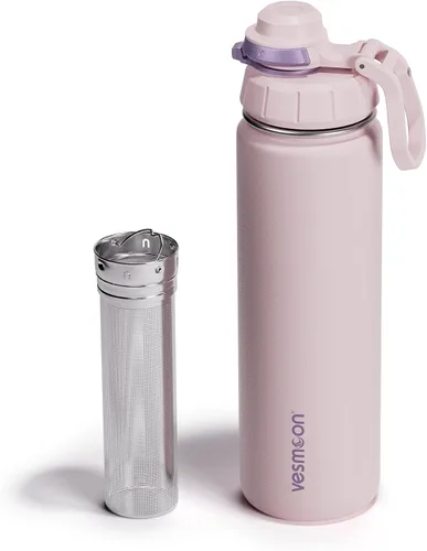 Vista 15 de Vesmoon Vessence Botella de infusión de té de acero inoxidable de 24 oz para té de hojas sueltas, agua, hierbas, frutas - Botella aislada de triple