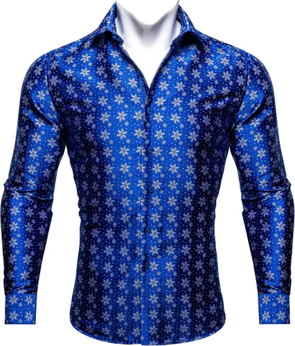 Vista 3 de YOHOWA Mens Cotton Shirt Solid Color Snow Long Sleeve Button Down Dress Shirts Party