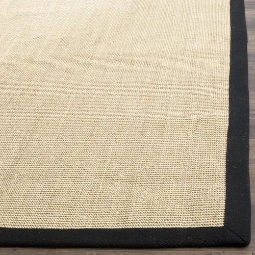 Vista 149 de Alfombra de sisal Safavieh, de color maíz y negro, tejida a mano, de la colección de fibras naturales; 5 x 8 pulgadas, NF441A, Tela, Gris / Gris