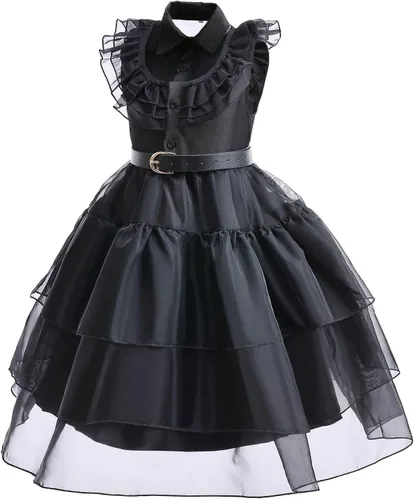 Vista 2 de YPGRMV Girl Wednesday Addams Fashion Cosplay Costume Skirt Birthday Present Dress Halloween t-Shirt