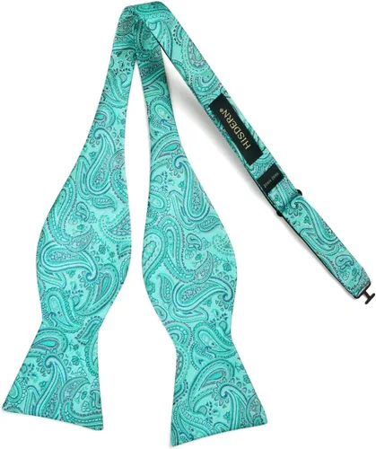 Vista 170 de HISDERN Pajaritas para hombre, corbatín de cachemira para hombre, corbata de lazo y bolsillo cuadrado, juego formal de esmoquin para boda