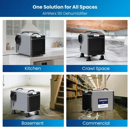Vista 7 de Deshumidificador BaseAire Crawlspace, deshumidificador comercial de 198 pintas para equipos industriales grandes de daños por agua, garaje y lugares