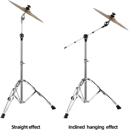 Vista 7 de Cymbal Stand with Drum Sticks Holder, Adjust high Boom and Straight Combo,Double Braced Legs with Rubber Feet Ride and Crash cymbal stands