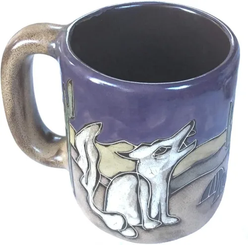 Vista 3 de Mara - Taza de gres Coyote Desert Cactus, 16 onzas