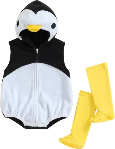 Vista 34 de Disfraz de Halloween para bebé, niño, niña, con capucha, sin mangas, overol con leggings, disfraz de Halloween Disfraz de pato verde