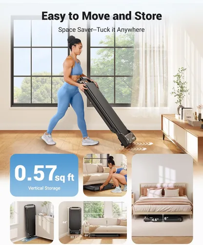 Vista 7 de THERUN Walking Pad, 2 in 1 Foldable Treadmills for Home, 2.5HP Under Desk with Handle Bar, 16" Widened Running Belt, Treadmill with Remote Control &