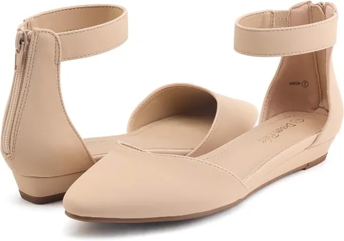 Vista 2 de DREAM PAIRS - Zapatos de mujer con correa para tobillo, tacón bajo de cuña