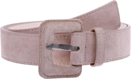 Vista 5 de Cinturón de cuero de gamuza con bordes de costura de 1 1/2" pulgadas Negro