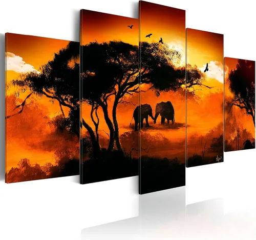 Vista 42 de artgeist Lienzo acústico para pared, diseño de África, 40 x 20 pulgadas, 5 piezas con impresión de sonido de espuma acústica, sala de arte de África