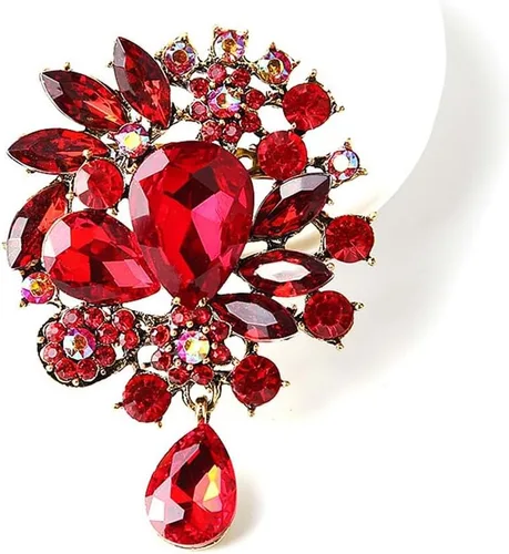 Vista 2 de Broche de flores de boda con diamantes de imitación de cristal grande para mujer, accesorios de ropa de joyería de moda, 4 uds