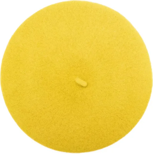 Vista 5 de ZLYC Boina Francesa de Lana Sombrero Color Sólido Gorra Boina para Mujeres y Niñas Amarillo básico