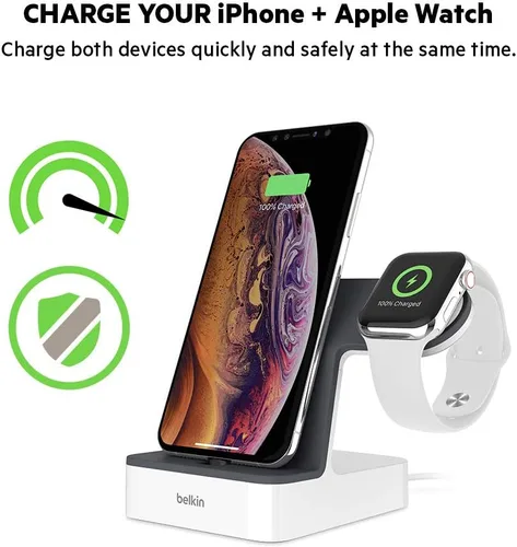Vista 2 de Belkin Powerhouse - Base de carga para Apple Watch y base de carga para iPhone, Negro