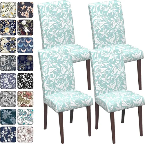 Vista 70 de Fundas para sillas de comedor CoSofSLIP, juego de 2, fundas estampadas elásticas antideslizantes, fundas extraíbles y lavables para sillas