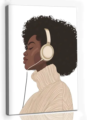 Vista 9 de JCSMHVLA Imágenes de mujeres negras para dormitorio, baño, pinturas minimalistas afroamericanas, arte de pared bohemio para pared de niña negra