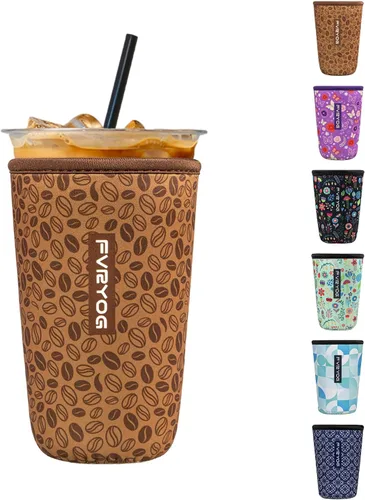 Vista 89 de Fundas de neopreno reutilizables aisladas para café helado, fundas para tazas de café helado, fundas para bebidas heladas y calientes