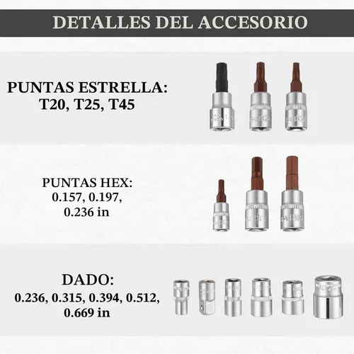 Vista 2 de Kit de Herramientas de Motocross de 26 Piezas Incluye Llave Combinada, Broca Hexagonal, Brocas, Manga, Destornillador, Controlador de Mango en T