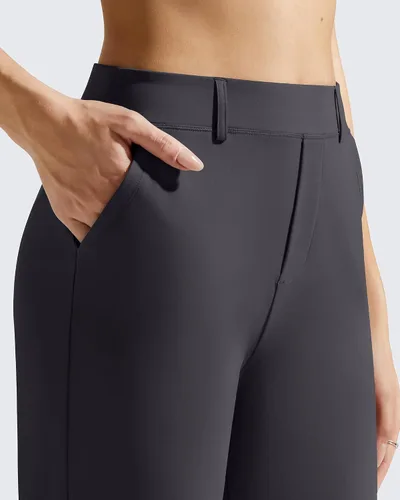 Vista 2 de G4Free EverGoing - Pantalones de vestir de pierna ancha para mujer con Gris-oscuro