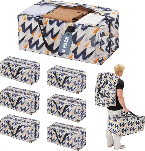 Vista 12 de WORKPRO 1 paquete de bolsas de mudanza extra grandes con cremalleras y asas de transporte, correas de mochila, bolsa de almacenamiento resistente