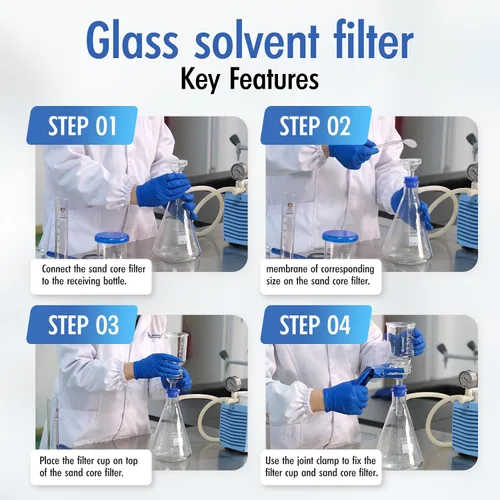 Vista 3 de Mecanismo de Laboratorio para Filtración al Vacío y Destilación, Kit de Filtro de Ensamblaje de Filtración al Vacío de Vidrio Borosilicato con Termo