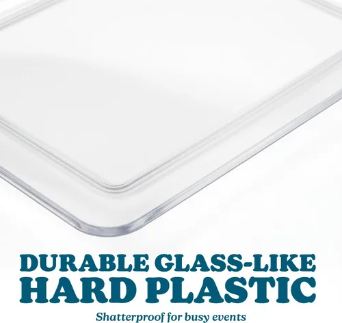 Vista 3 de Bluesky Trading Bandeja rectangular de plástico transparente, paquete de 1, diseño elegante, perfecta para bodas, fiestas de cumpleaños