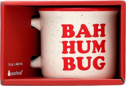 Vista 6 de Pearhead Bah Hum Bug - Taza de café de Navidad, decoración del hogar de temporada, ideas de regalo para rellenar calcetines, apta para microondas