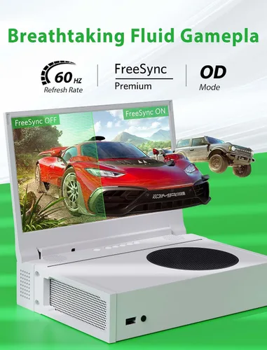 Vista 6 de DEPGI Monitor de juegos portátil 4K de 14 pulgadas con pantalla IPS para Xbox Series S (no incluido) con control remoto, monitor portátil con HDR10