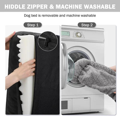 Vista 6 de INVENHO Sofá ortopédico de espuma para perros medianos con funda extraíble lavable, forro impermeable y parte inferior antideslizante