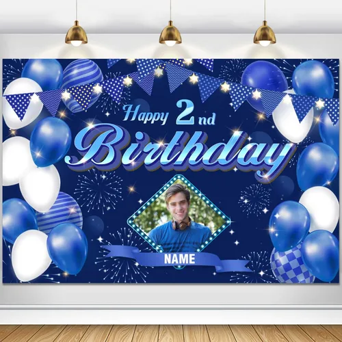 Vista 34 de Dicodes Fondo de decoración de feliz cumpleaños número 100 color azul marino personalizado, cartel con purpurina, pancarta, suministros