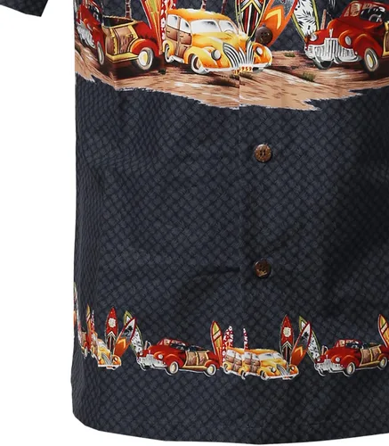 Vista 4 de Camisa de algodón con botones para hombre, estilo hawaiano, estampado tropical