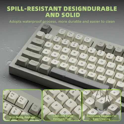 Vista 5 de womier DK98 Retro Wired Gaming Keyboard Creamy Membrane with Rainbow RGB Backlight - Quiet,Volume Knob,PBT Keycap 97 Key ANSI Layout Compatible with