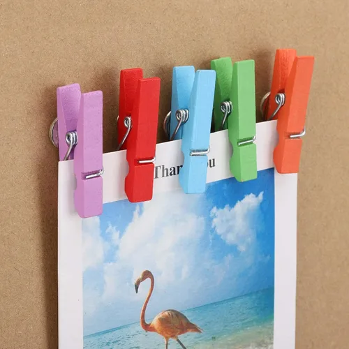 Vista 6 de 100 chinchetas con clips de madera para tableros de corcho, obras de arte para tablones de anuncios, manualidades, proyectos de arte, suministros