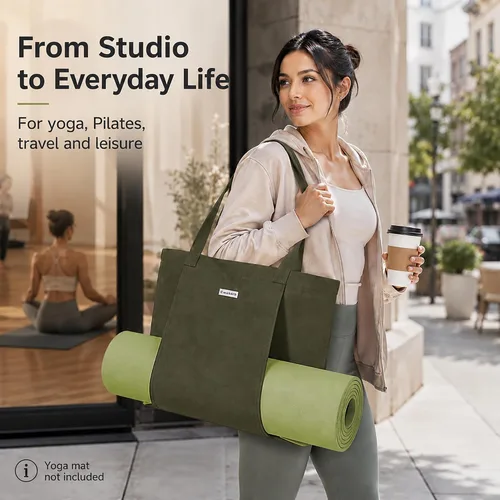 Vista 2 de Bolsas de yoga Cwokarb para mujeres con bolsas para esteras de yoga, tote de lona para pilates, bandolera para el hombro, para viajes, oficina
