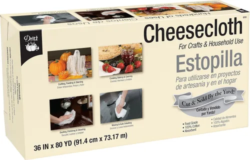 Vista 5 de Dritz Estopilla de algodón de grado alimenticio para manualidades y uso doméstico, 36 pulgadas x 6 yardas, sin blanquear