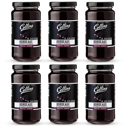 Vista 12 de Collins Bourbon Cocktail Cherries - Aderezo para bebidas para cócteles Manhattan o Old Fashioned y postres, hecho con whisky galardonado, frasco