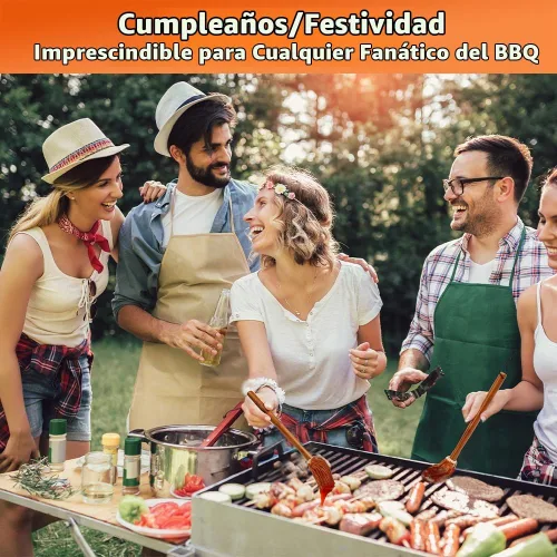 Vista 8 de Salsa de barbacoa de 12 pulgadas para asar o asar a la parrilla, aplicar barbacoa, adobo o glaseado, cabezal de fibra de algodón y mango de madera